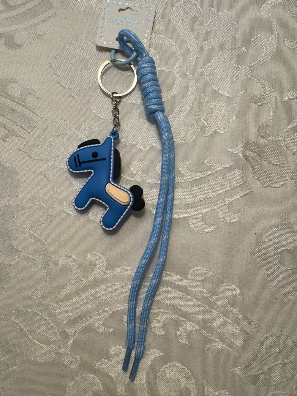 New Princess Accessories Blue Silicone Horse Shoelace Keychain Bag Charm